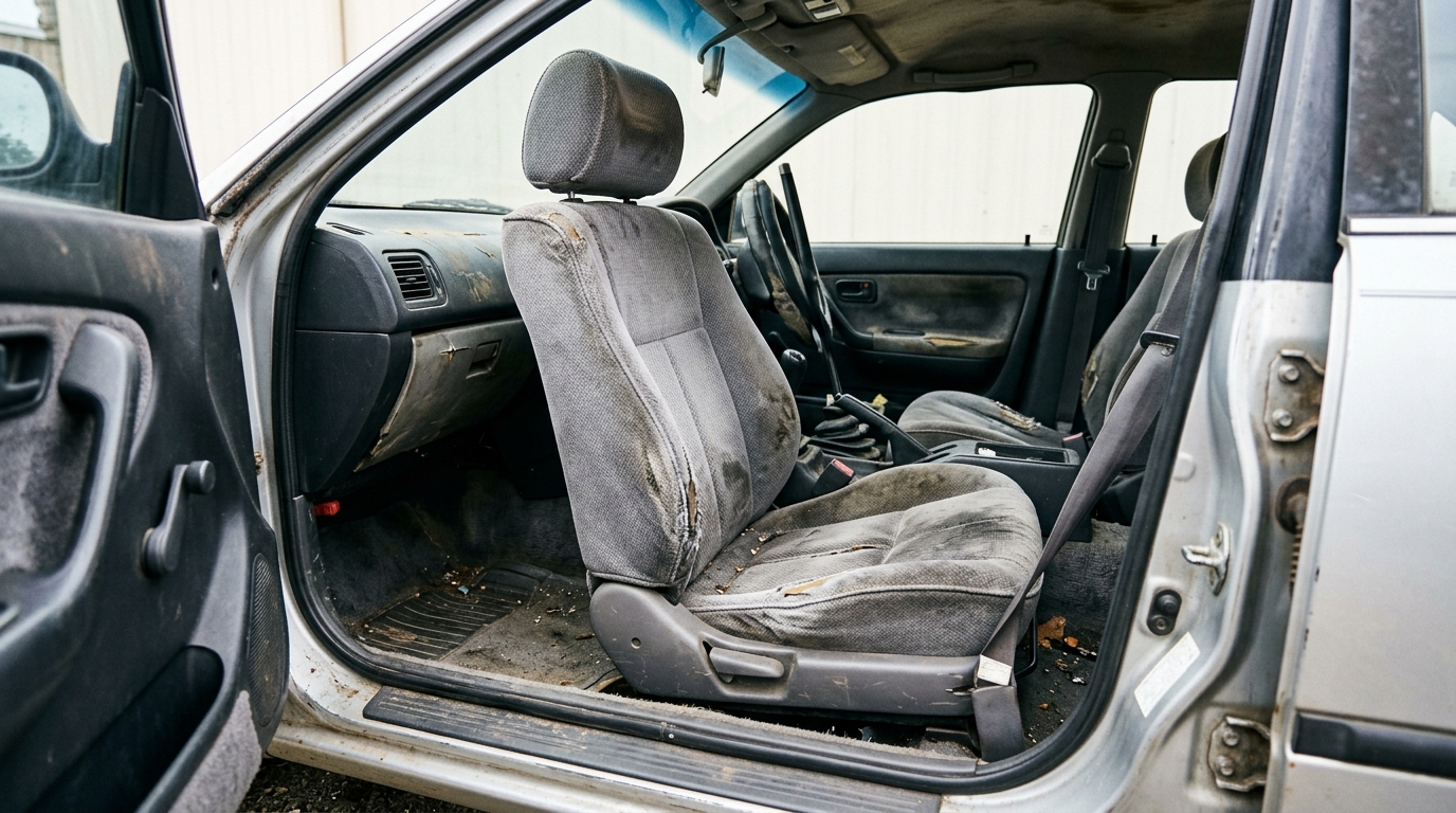 Before: Worn Factory Cloth Seats